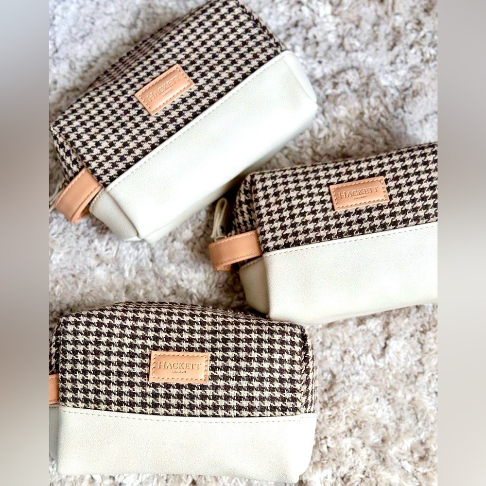 Hackett London Houndstooth Amenity Travel Kit Bag